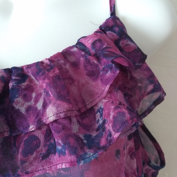 Purple roses sheer tank blouse - Picture 6 of 10